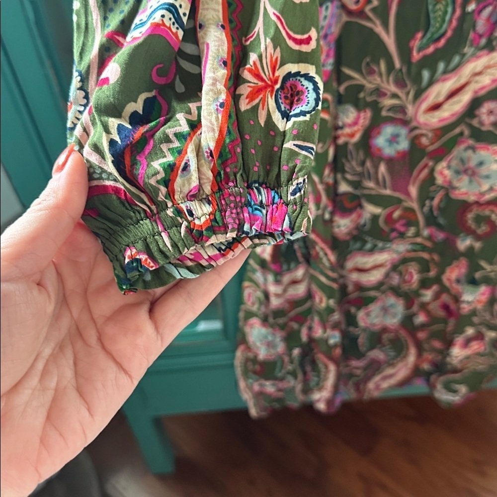 LOFT Green and Pink Floral Dress - Picture 4 of 7
